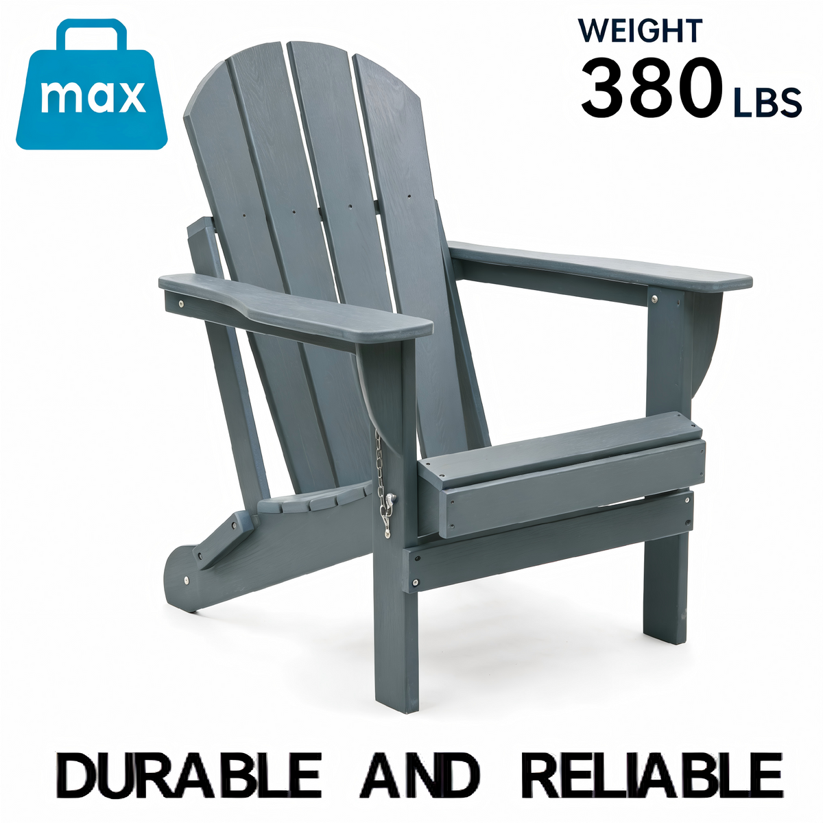 Adirondack Folding Chair with Dual Cup Holders - Grey