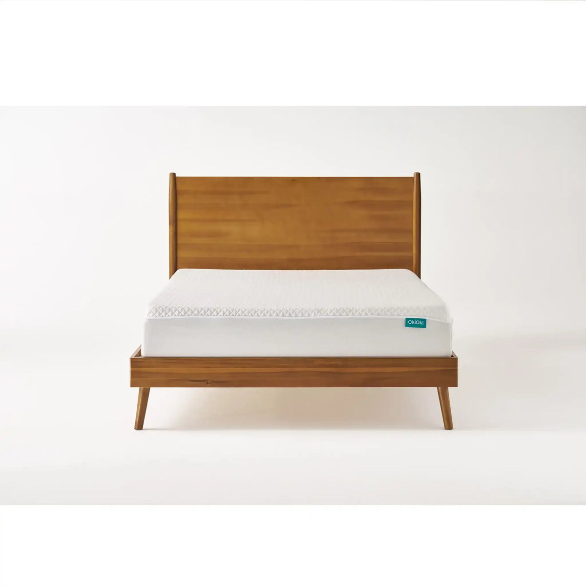 Okioki Mid-Century Wood Platform Bed with Sturdy Support - Light Brown