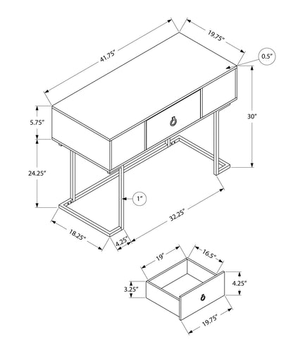 Glossy Computer Desk with Storage Drawer - Dark Gray or White