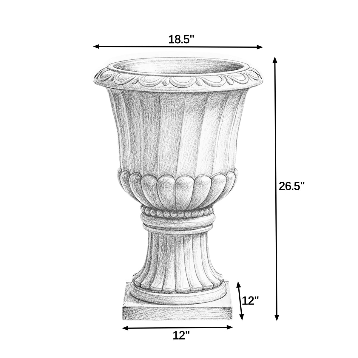 Large-Capacity European Pedestal Urn Outdoor Garden Planter - Black