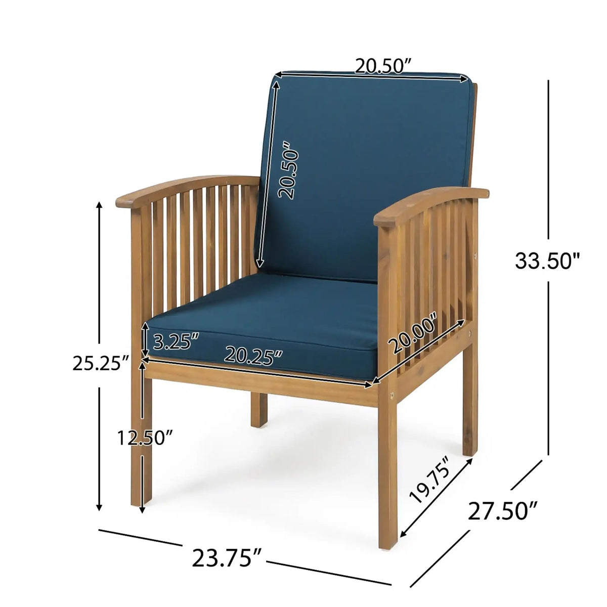 Casa Acacia Club Chair with Waterproof Cushions - Beige or Blue