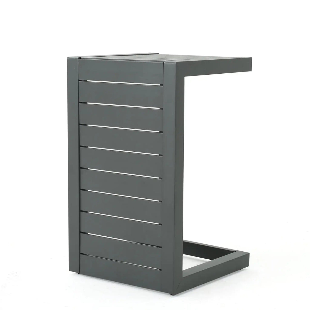 Aluminum Outdoor C-Shaped Side Table with Rust-Resistant Finish - Multiple Colors