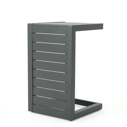Aluminum Outdoor C-Shaped Side Table with Rust-Resistant Finish - Multiple Colors