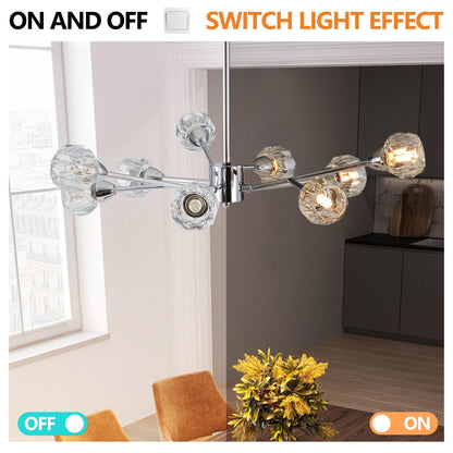 28" Modern Crystal Chandelier with 9 Lights - Chrome
