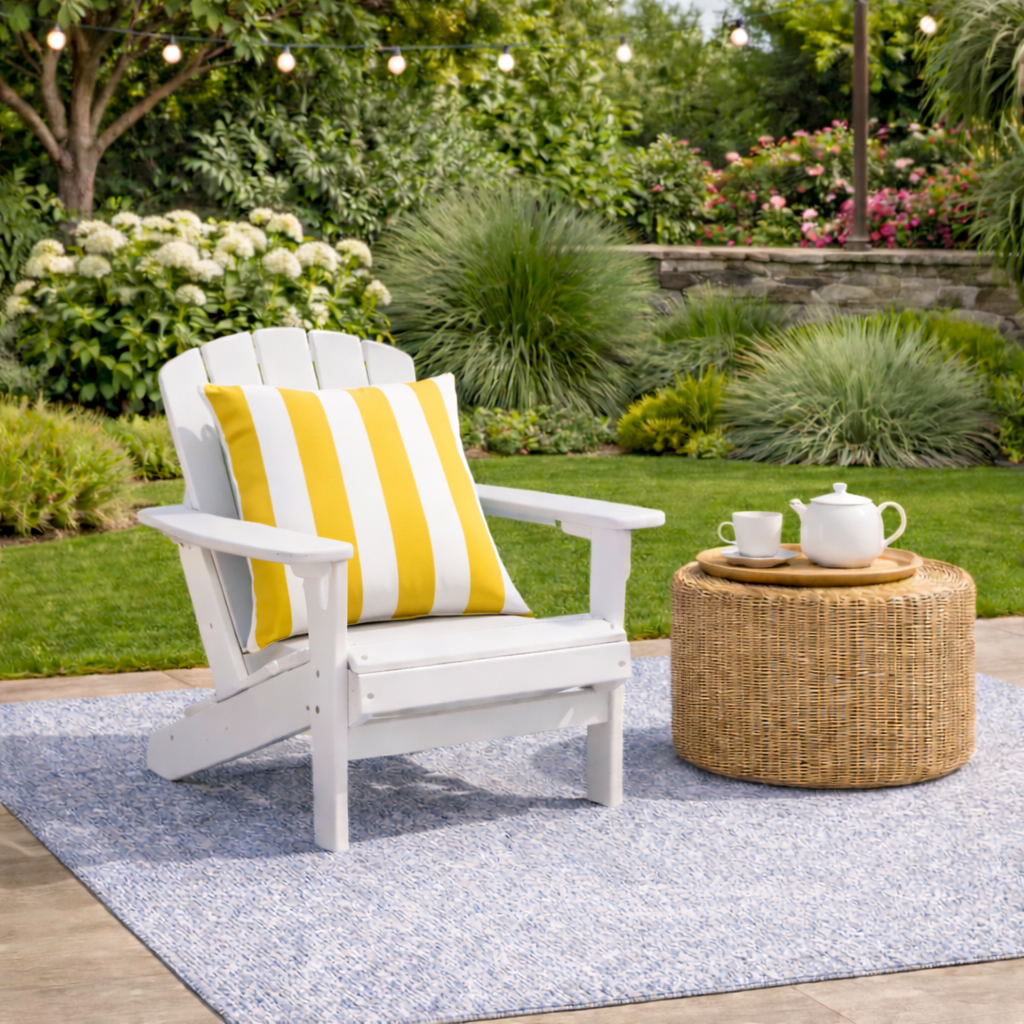Waterproof & Fade-Resistant Outdoor Throw Pillows Set - Yellow & White