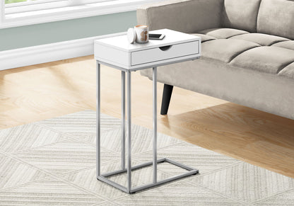 C-Shaped Accent Table with Pass-Through Drawer - Light Brown, White, Black, or Gray