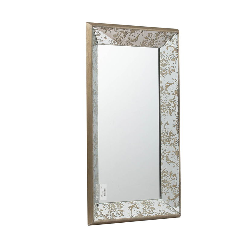 Antique Rectangle Mirror with Floral Accents - Pearl Silver