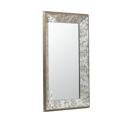 Antique Rectangle Mirror with Floral Accents - Pearl Silver