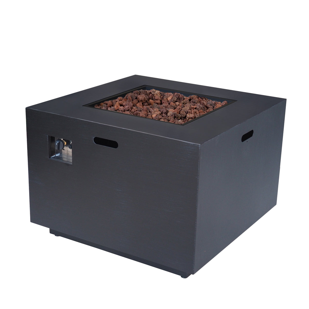 Square Iron Outdoor Propane Fire Pit with 50,000 BTU Output - Gray