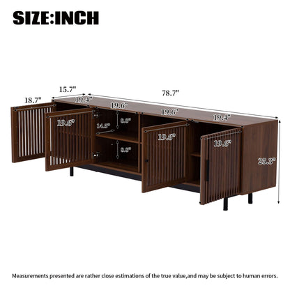 Walnut TV Stand with Closed Storage & Cable Management - Soft-Closing Hinges
