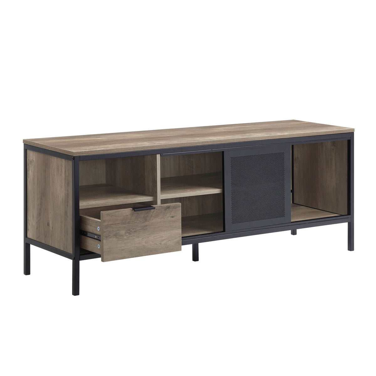 Light Brown Rustic TV Stand with Metal Frame - Nantan