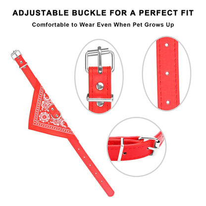 Adjustable Bandana Leather Pet Collar Triangle Scarf