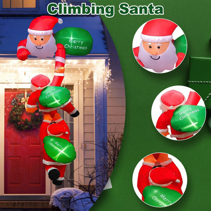 8FT Lighted Inflatable Santa – Climbing Christmas Decoration