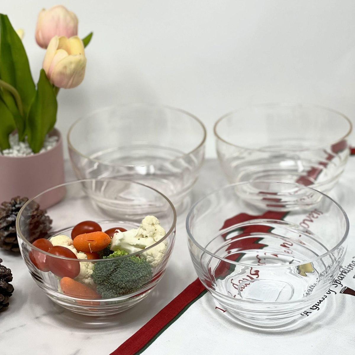 Swirl Acrylic Serving Bowls with Unbreakable Design - Light Blue or White