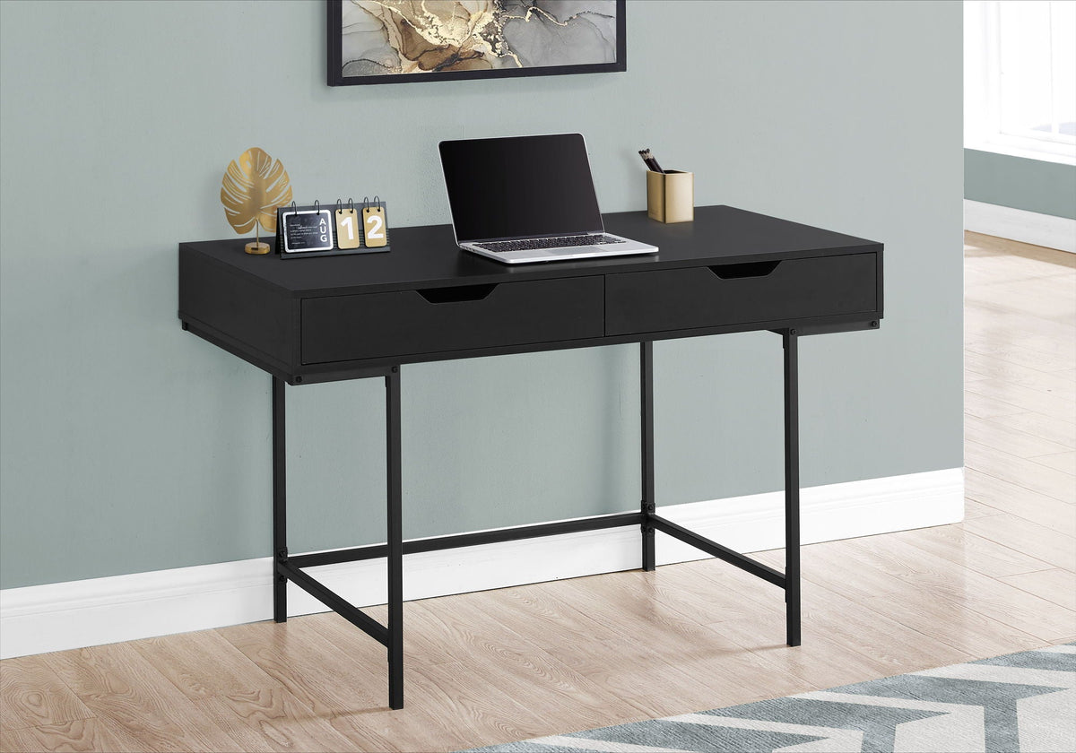 Contemporary Computer Desk with Storage Drawers - Stone-Look Finish