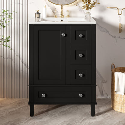 Bathroom Vanity with Integrated Basin and Soft Close Drawers - Multiple Colors