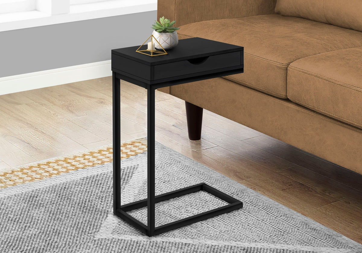 C-Shaped Accent Table with Storage Drawer – Multiple Colors
