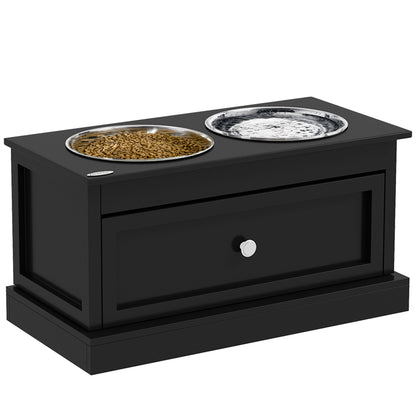 PawHut Large Elevated Dog Bowls with Storage Drawer