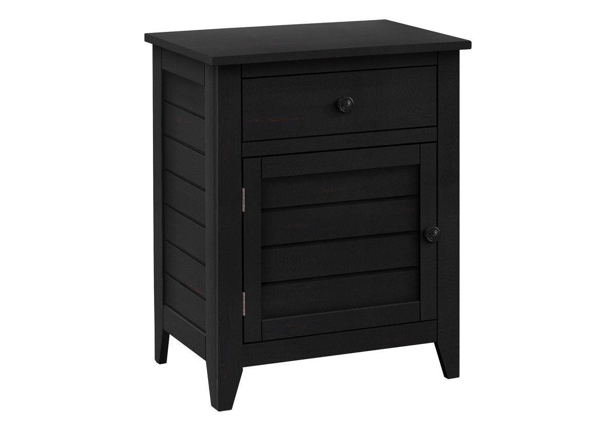 Accent Nightstand with Storage Drawer - Transitional Style - Black, Gray or Dark Green