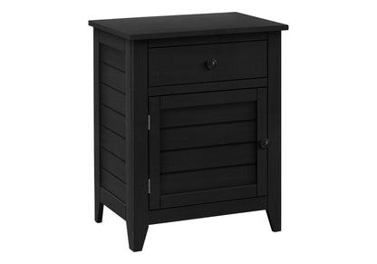 Accent Nightstand with Storage Drawer - Transitional Style - Black, Gray or Dark Green