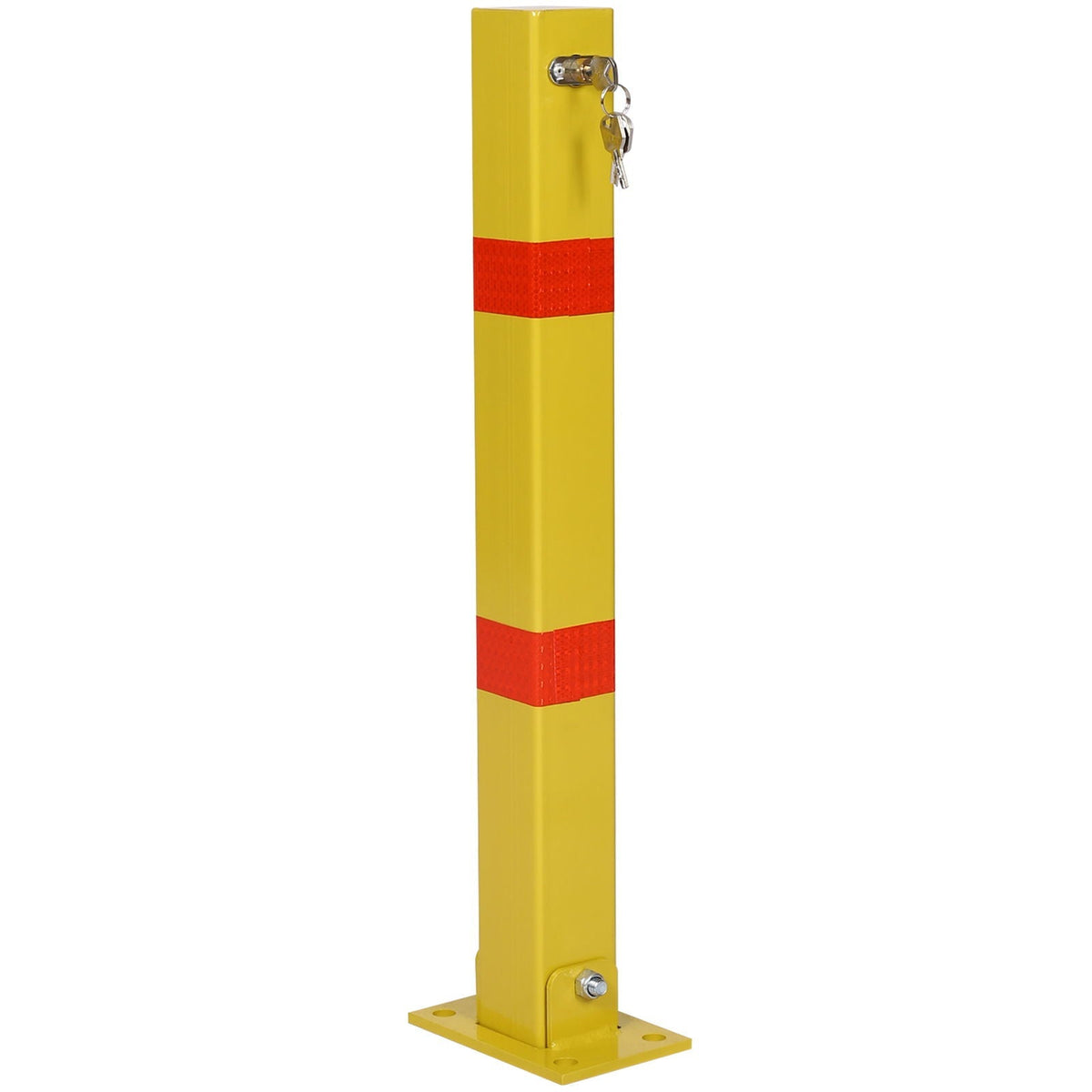 Square Parking Bollard Pole Barrier with Lock - Yellow or Dark Gray