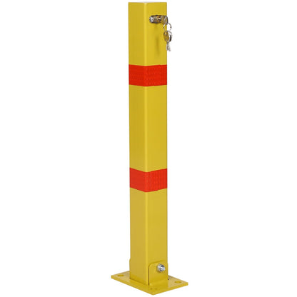 Square Parking Bollard Pole Barrier with Lock - Yellow or Dark Gray