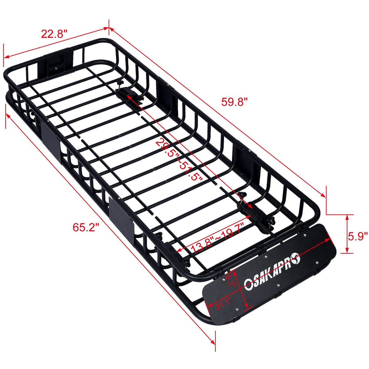 Rooftop Cargo Carrier Basket Steel Universal Fit - Black