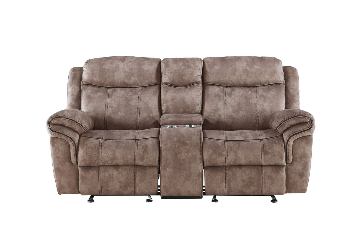 Two-Tone Reclining Loveseat with USB Console - Dark Gray or Dark Brown