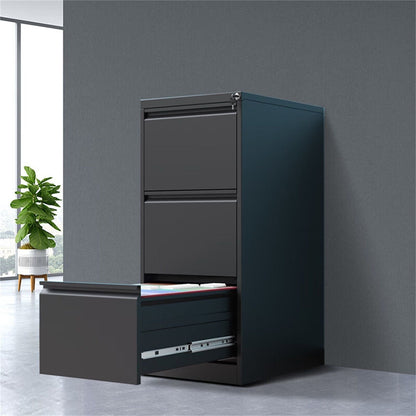 Durable Metal 3 Drawer File Cabinet with Lock – Black or White