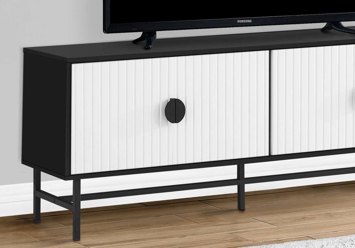 Contemporary TV Stand Console with Storage - Black or White