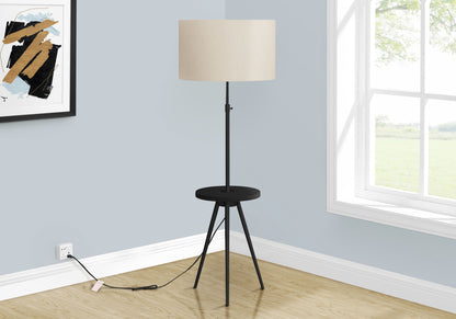 Modern Floor Lamp with Adjustable Height and Built-In Shelf - Black or Gold
