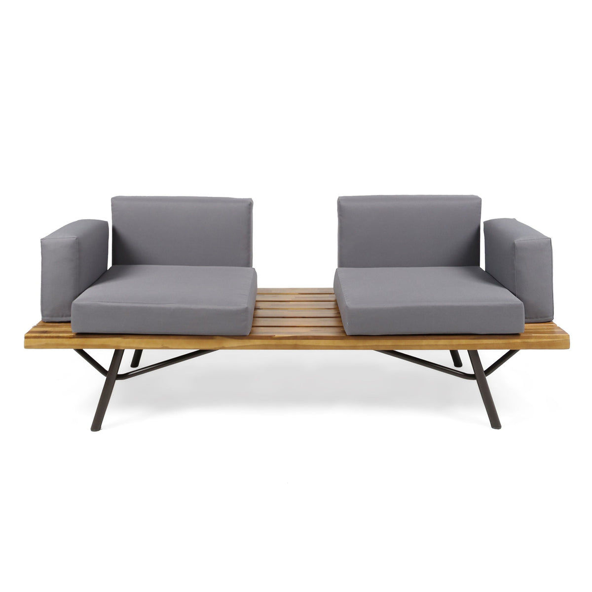 2 Piece Patio Set with Loveseat and Coffee Table - Natural Dark Gray