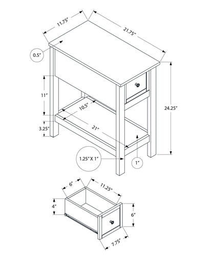 Narrow Wood End Table with Storage Drawer - Multiple Colors