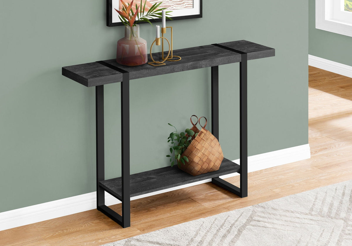 Industrial Farmhouse Accent Console Table for Entryway with Metal Legs – Black or Dark Brown
