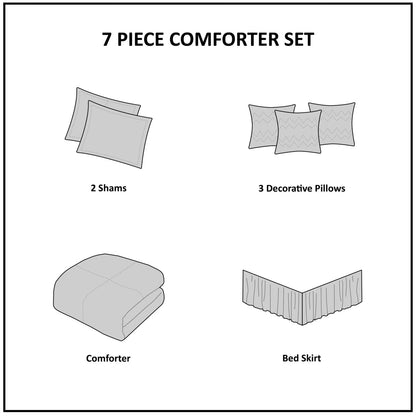 7 Piece Tufted Comforter Set Taupe Queen