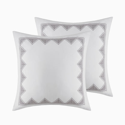 Cotton Printed Duvet Cover Set with Chenille - Full/Queen