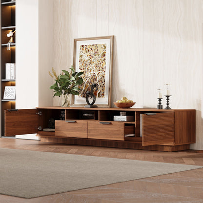 TV Stand Entertainment Center with Deep Drawers and Cable Management - Dark Brown or Light Brown