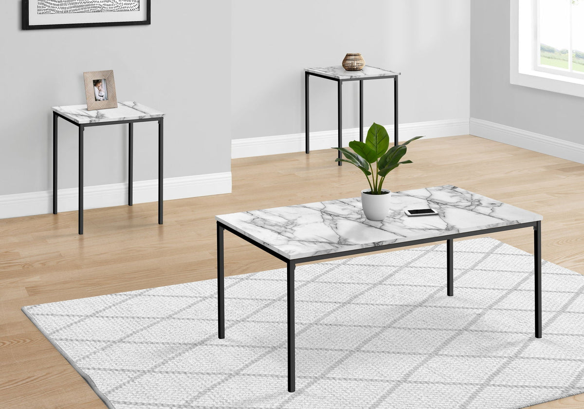 Contemporary 3-Piece Table Set with Metal Frame - Multiple Colors