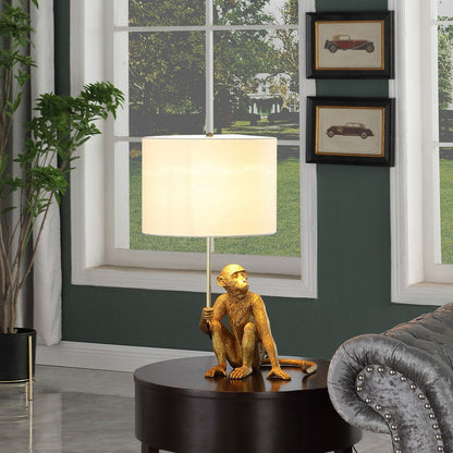 Golden Monkey Table Lamp with Polyresin Base - Gold