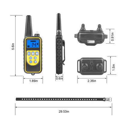 iMounTEK Dog Training Collar IP67 Waterproof Pet Trainer 300mAh Rechargeable 875 Yard Remote Control 4 Modes Adjustable Level
