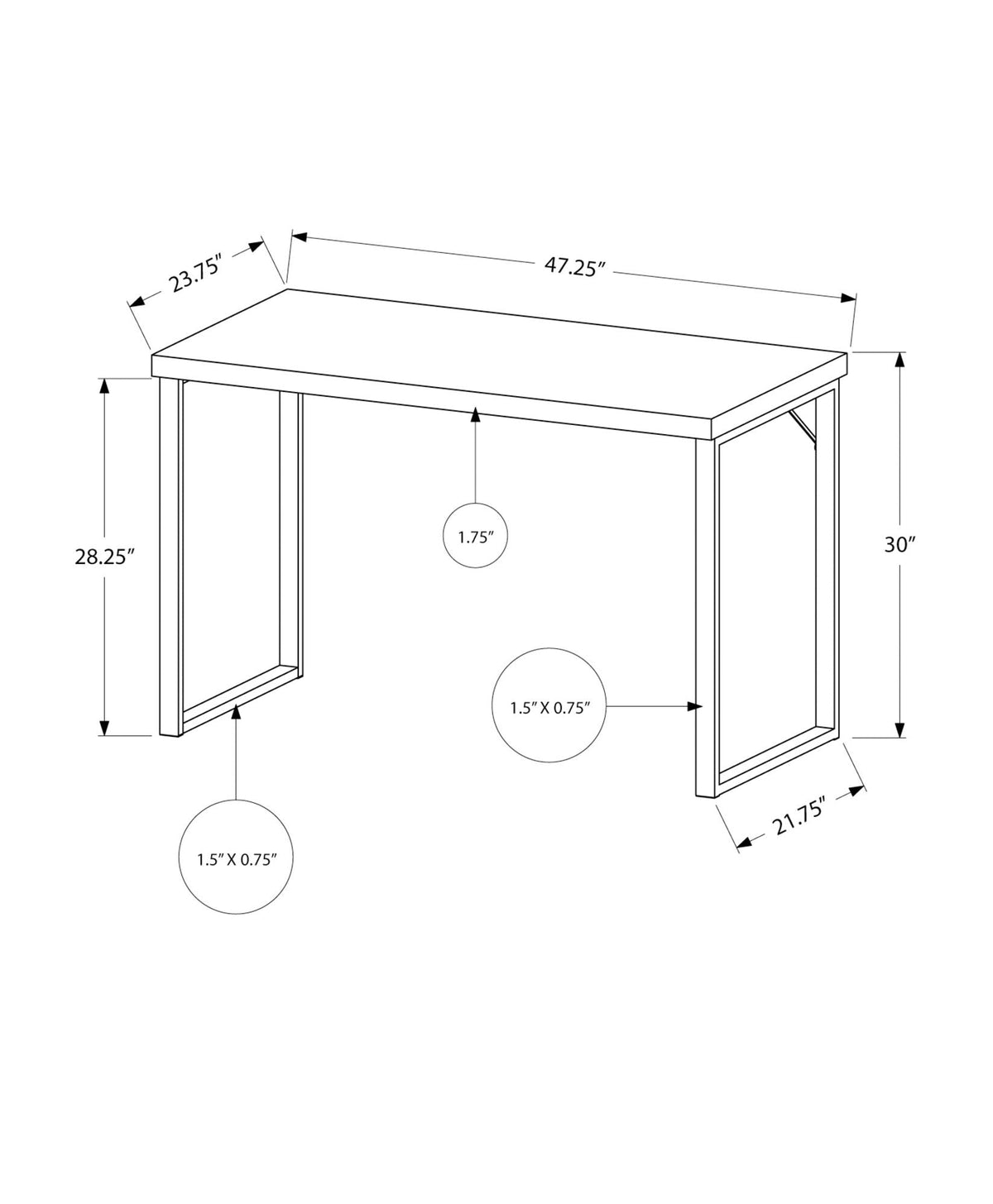 White Computer Desk with Modern Metal Frame - Home Office