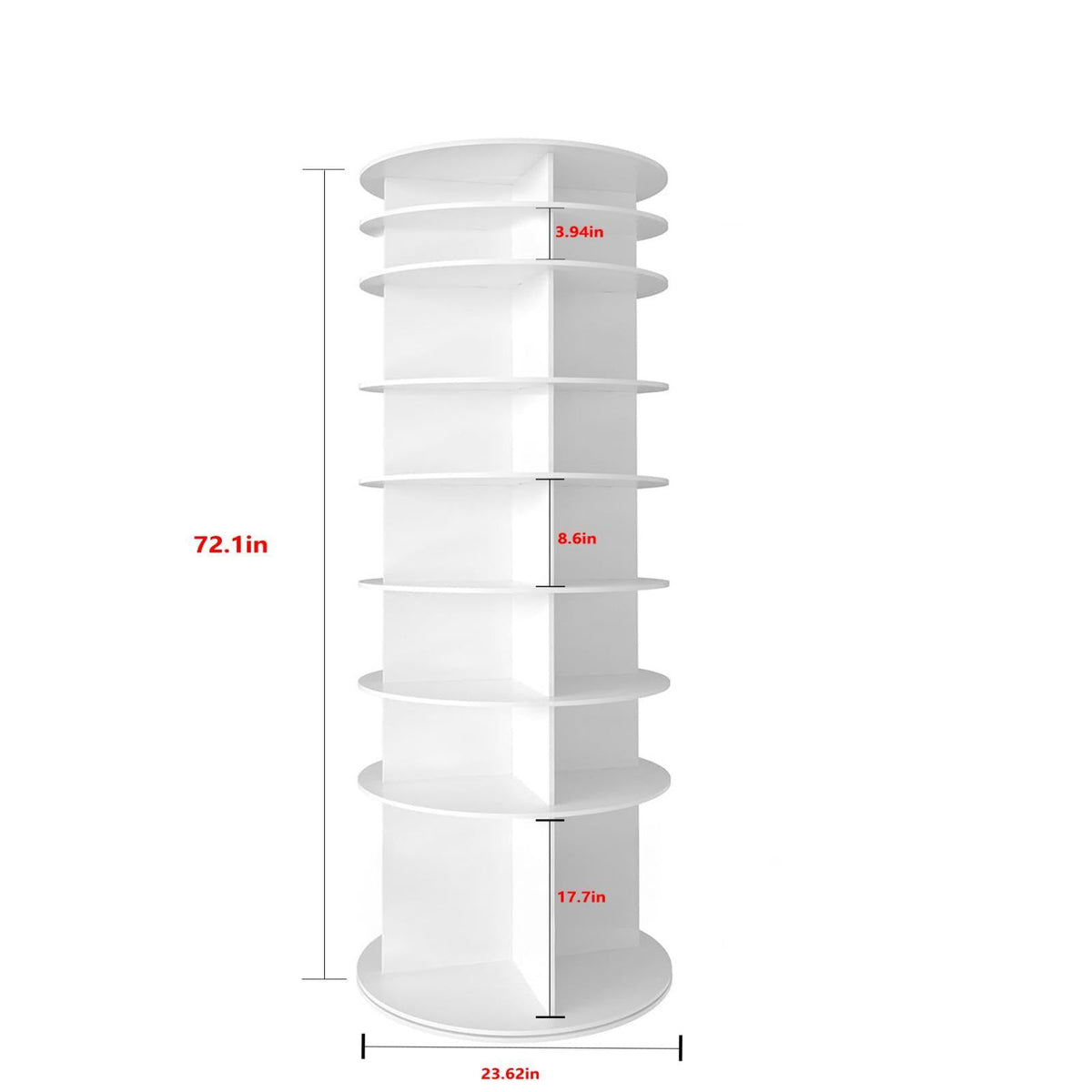 8 Tier Rotating Shoe Rack Tower with 360 Degree Spinning - White