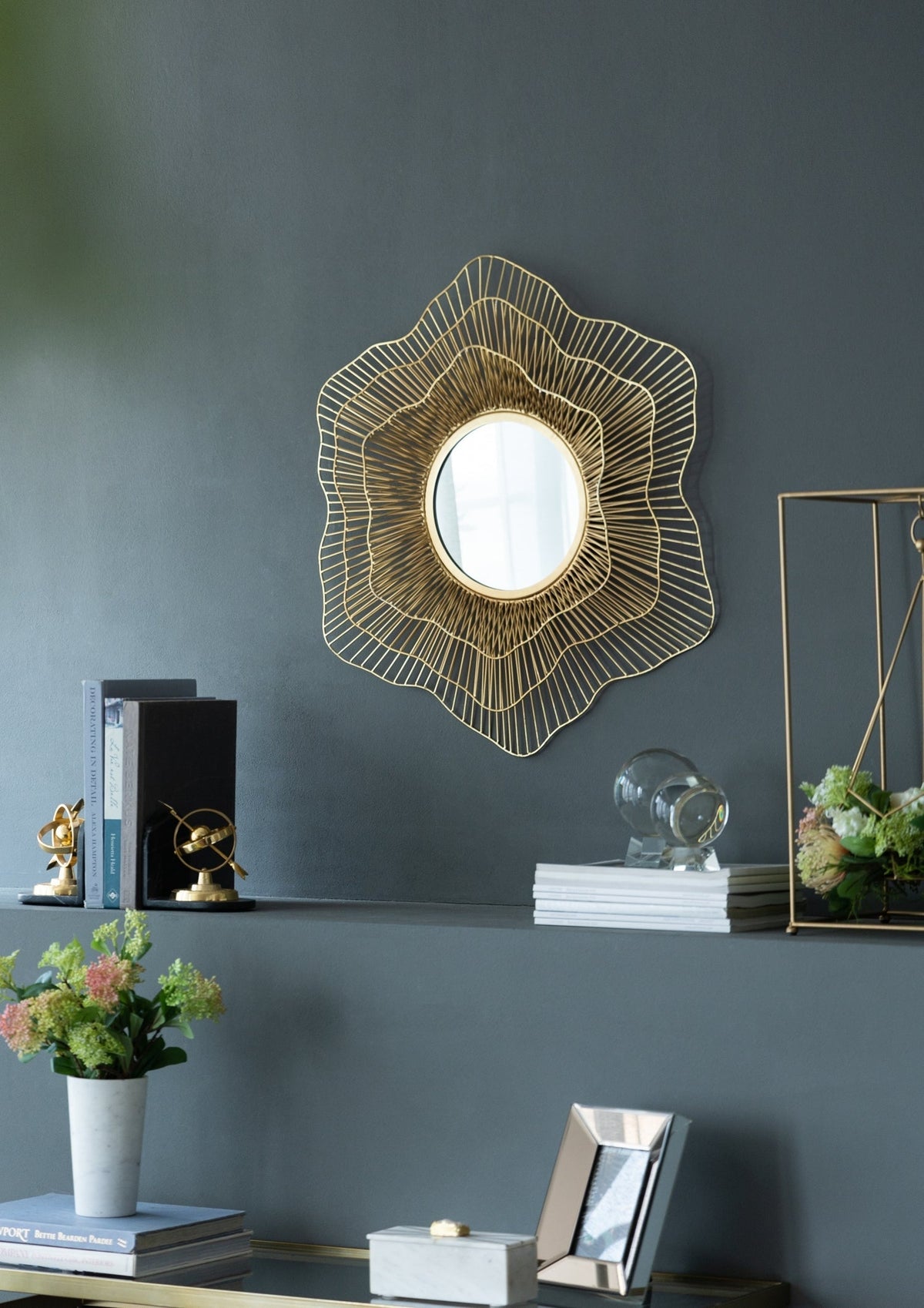 Starburst Metal Wall Mirror with Gold Iron Frame - 27"
