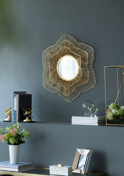 Starburst Metal Wall Mirror with Gold Iron Frame - 27"