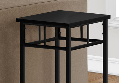 Square Accent Table with Wood Shelves - Black or White