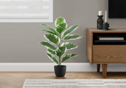 27" Tall Real Touch Artificial Rubber Plant with Adjustable Leaves - Dark Green