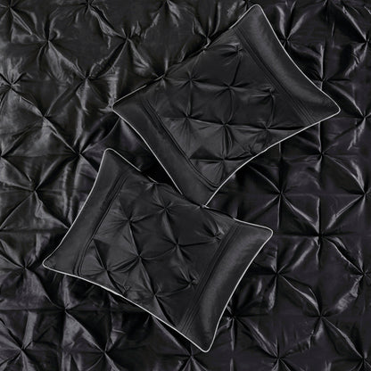 Black 7 Piece Tufted Comforter Set with Embroidered Details - King