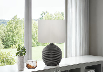 Contemporary Resin Table Lamp with Textured Beehive Base - Black