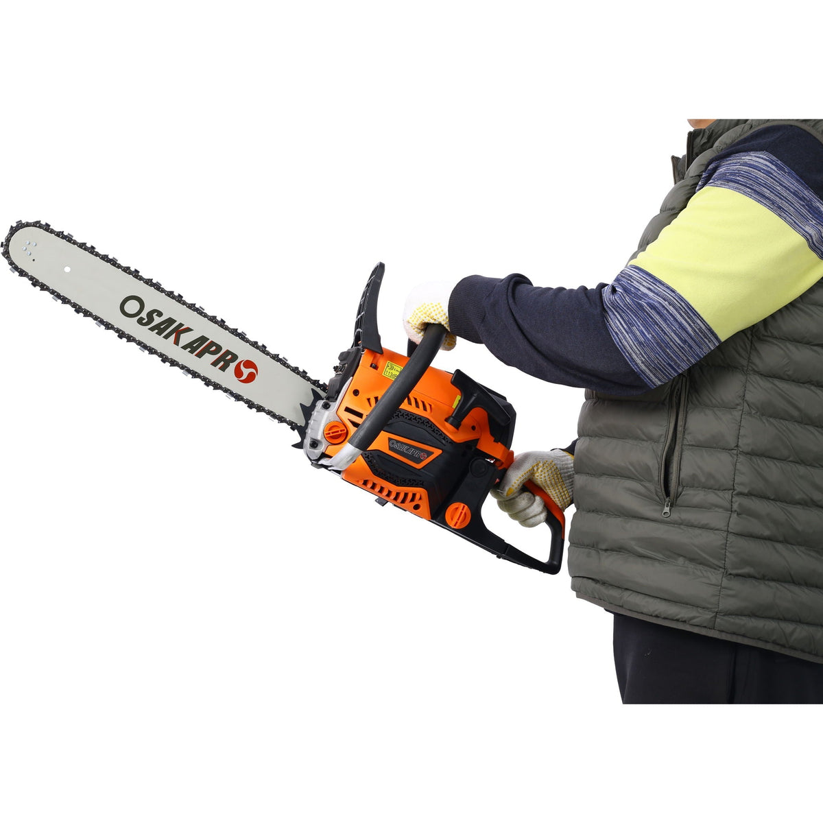 62cc Gas Chainsaw with Aluminium Bars and Anti-Vibration System - Orange