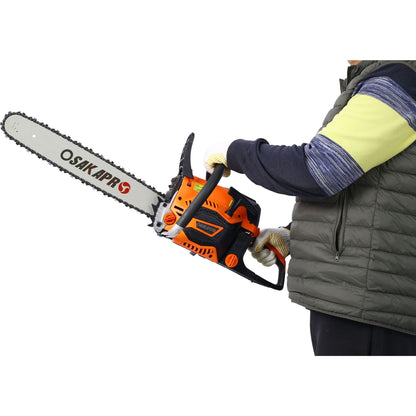62cc Gas Chainsaw with Aluminium Bars and Anti-Vibration System - Orange